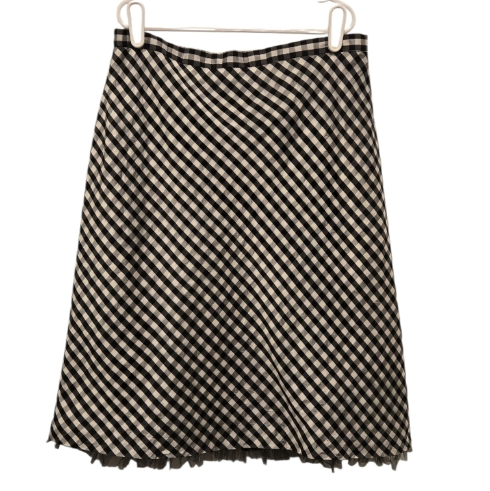 VTG Maria Casero Silk Plaid A-Line Skirt Sz 10 Tulle Hem Whimsigoth Fairygrunge